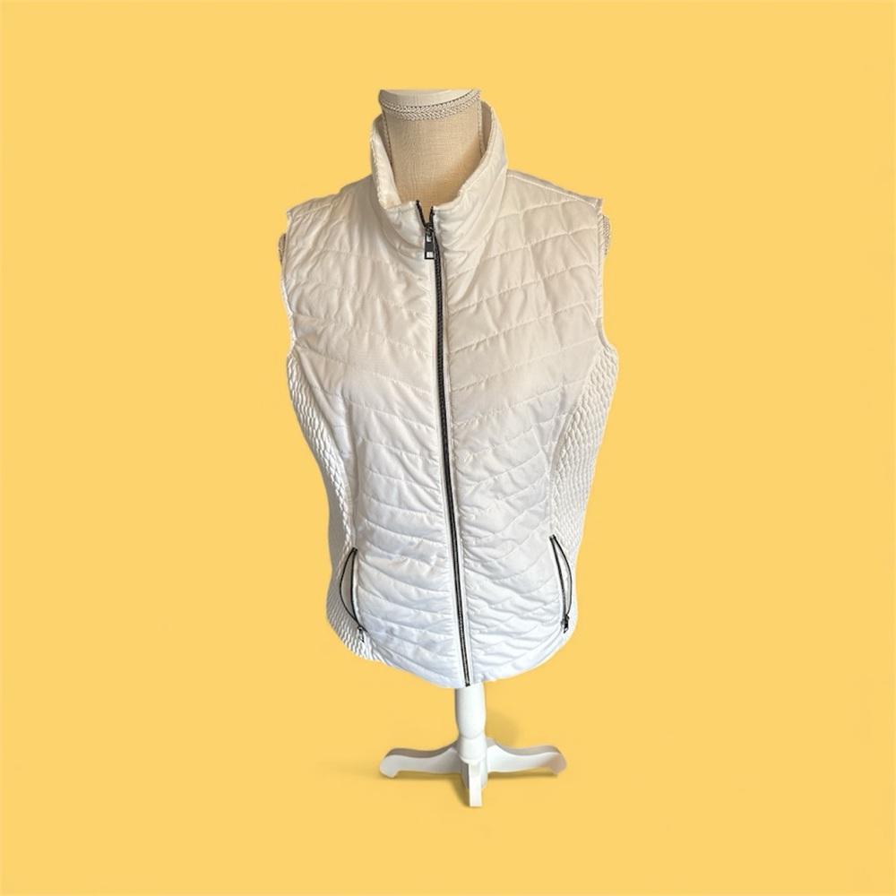 Christopher & Banks White Quilted Puffer Vest